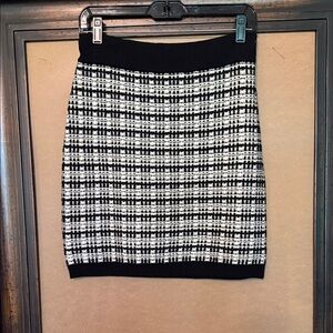 Babaton Salvatore Black and White Plaid Knit Women's Skirt